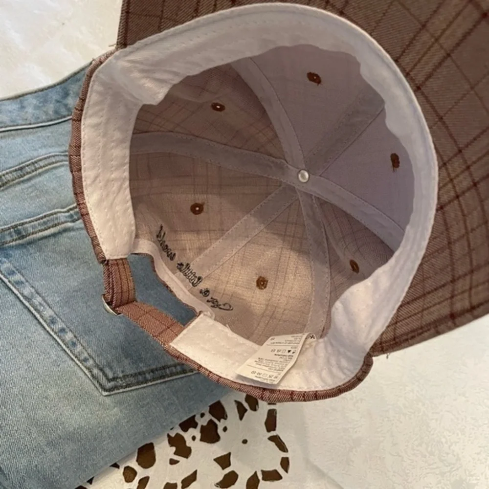 Beige Plaid Baseball Cap - Picture 6 of 10